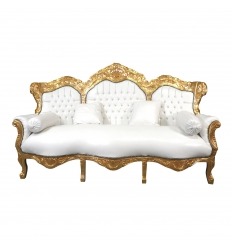 Canapé baroque blanc et doré