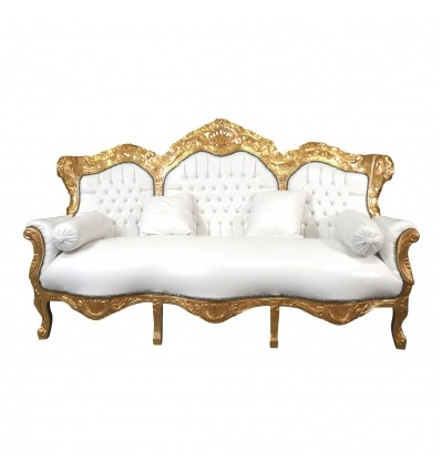 Barockes weißes und goldenes Sofa - Barockes Sofa