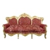 Red baroque sofa and gilded wood - Baroque sofa