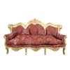 Red baroque sofa and gilded wood - Baroque sofa