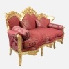 Sofá barroco vermelho e ouro, madeira - Sofá barroco