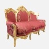 Rotes Barocksofa und vergoldetes Holz - Barockes Sofa