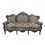Barok sofa i sort satin stof med blomster