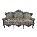 Barockes Sofa aus schwarzem Satinstoff mit Blumen -  Barockes Sofa