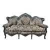Barokk kanapé fekete szatén szövet virág - Barokk kanapé