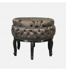 Large black baroque pouf with flowers
