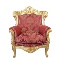 Ткани стул барокко и позолоченной деревянной рококо красный
