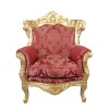 Barokk szék szövet és aranyozott fa rokokó piros