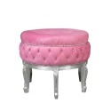 Pink baroque pouf with padded seat, armchairs and furniture