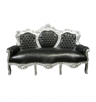 Fekete barokk kanapé és ezüst fa - barokk bútor