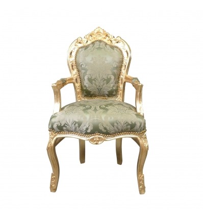 Barocker Sessel in grünem Satin - 
