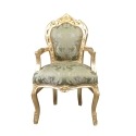 Satin green baroque armchair - 