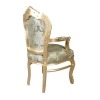 Barocker Sessel in grünem Satin - 