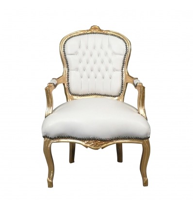 Стул Луи XV белый и золото - мебель в стиле Людовика XV - 