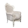  Fotel w stylu barokowym, beżowy i biały - Barokowy fotel royal - 