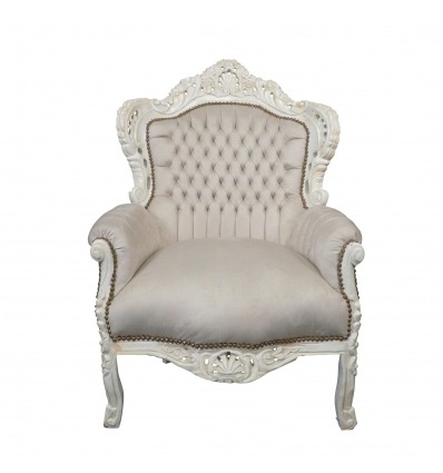  Barokk szék bézs és fehér - Fotel barokk királyi - 