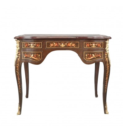 Louis XV desk with flowers, sideboard, chest of drawers, and style furniture - 