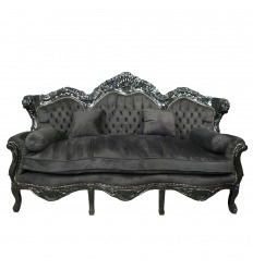Baroque black velvet sofa