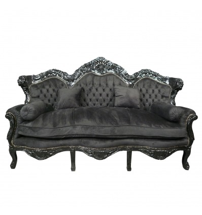 Barock soffa i svart sammet - Soffa barock