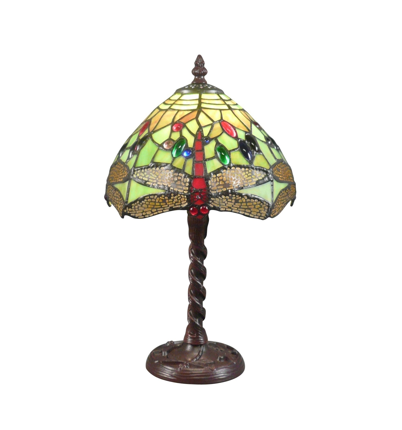 Beca Elevado Clínica Lámpara Tiffany Green Dragonfly - Lámparas de estilo Art Deco