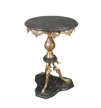 Pedestal de mesa estilo de voltar do Egito em bronze e mármore preto - 