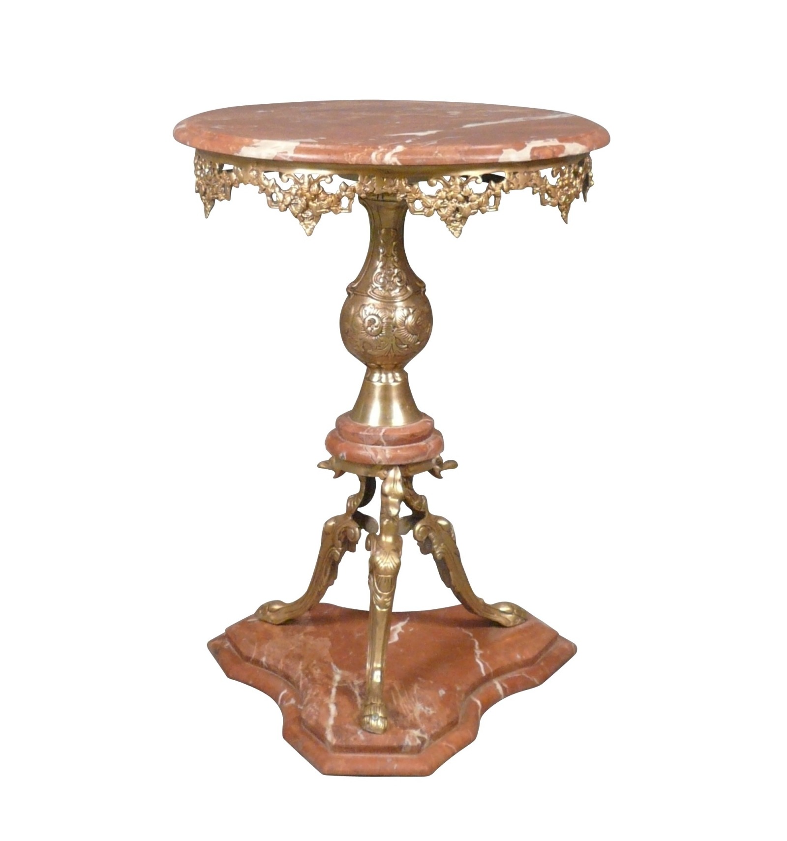Pedestal Style Back From Egypt In Bronze And Red Marble Alicante