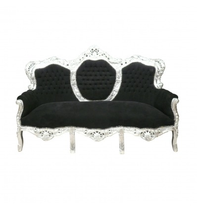 Barokowy sofa czarno -srebrny - barokowe meble - 