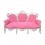 Sofá barroco cor-de-rosa e prata