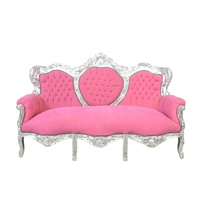 Barokk kanapé rózsaszín és ezüst - barokk bútor - 