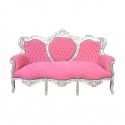 Baroque pink and silver sofa - Baroque furniture - 