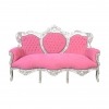 Barockes Sofa in Rosa und Silber - Barockmöbel - 