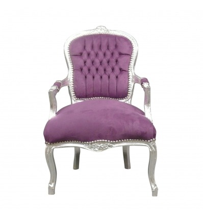  Violetti Ludvig XV: N puheenjohtaja - Louis XV barokki nojatuoli - 