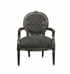 Louis XVI stol i svart sammet