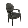 Louis XVI armchair in black velvet - Louis XVI armchair