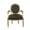  Louis XVI black armchair and gilded wood - Louis XVI armchair - 