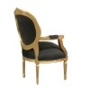 Louis XVI schwarzer Sessel und vergoldetes Holz - Louis XVI Sessel - 