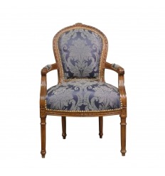 Синий Людовика XVI кресло в твердой древесины