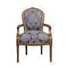 Синий Людовика XVI кресло в твердой древесины - Людовик XVI кресло