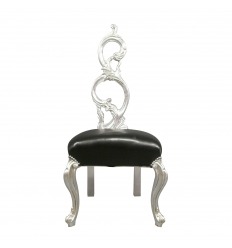Chaise baroque au style rococo noire et argent