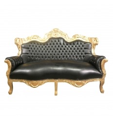 Baroque black gold wood sofa