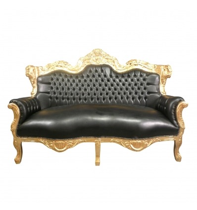 Musta barokki kullattu puinen sohva - Barokki sohva