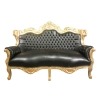 Sofa i barok sort med gyldne træ - Barok sofa