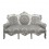 Barok sofa i sølv træ og blomstret gråt stof