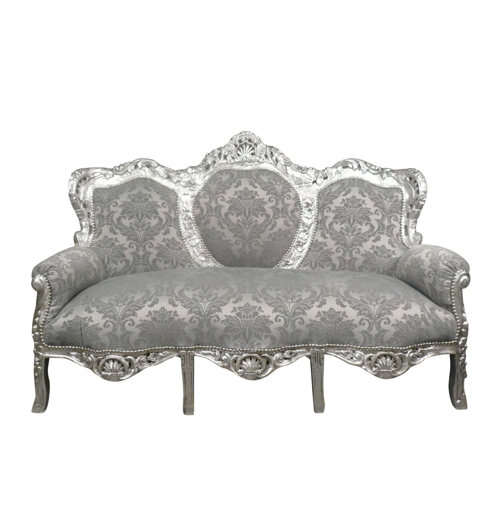Baroque armchair Louis XVI style with white floral fabric, black wood