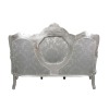  Divano barocco in legno d'argento e tessuto grigio floreale-Barocco divano-mobili barocchi - 