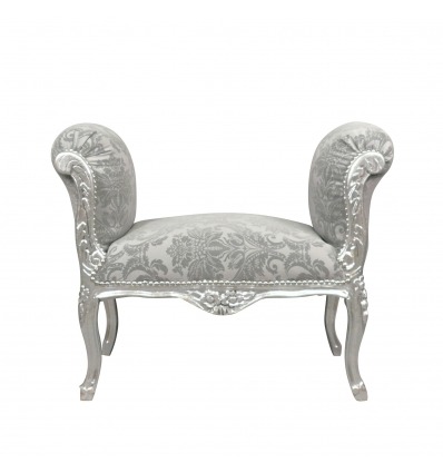 Barokní lavička v šedé tkaniny-barokní nábytek - 