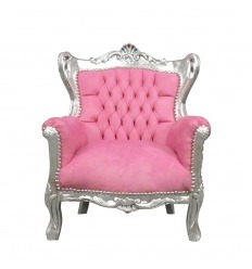 Rózsaszín és ezüst barokk szék gyermek