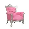 Růžová a stříbrná - barokní křeslo židle a nábytek Deco - 