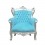 Baroque armchair blue and silver