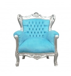 Barokní židle modrá a stříbrná